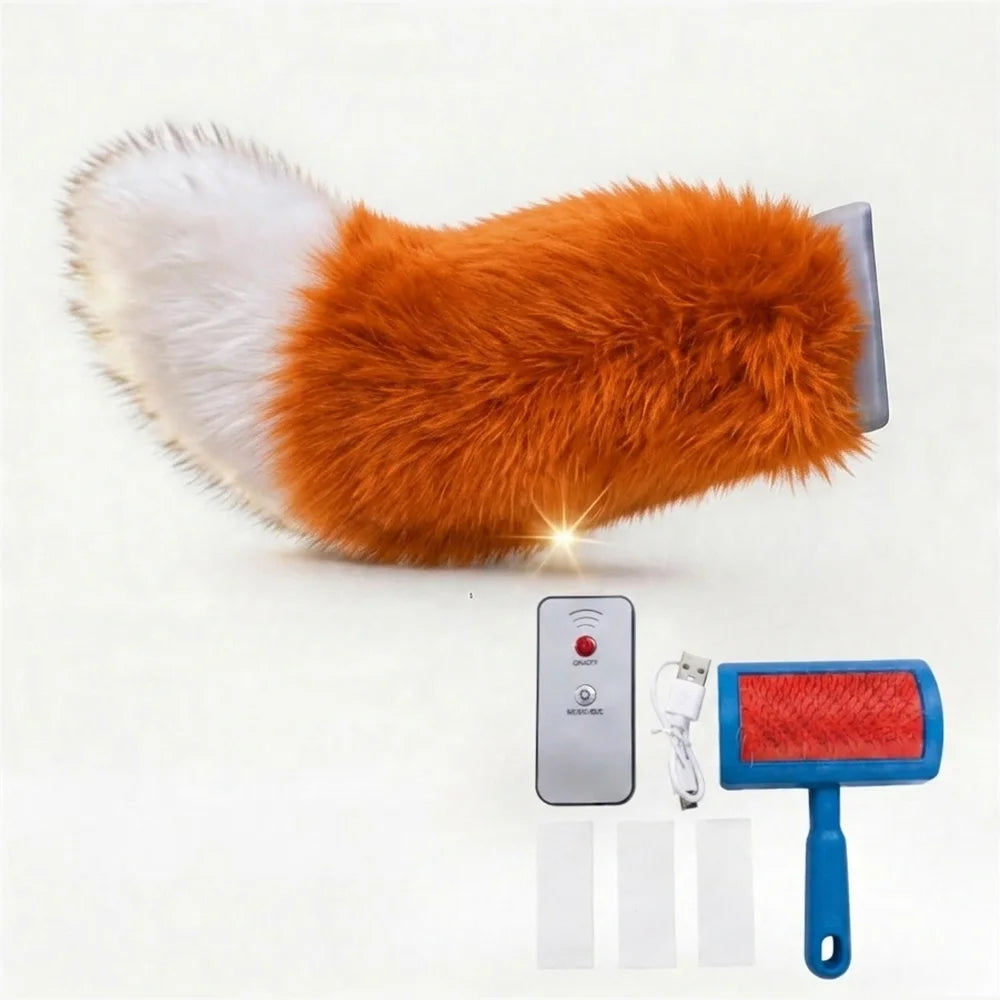 Orange Color Name Electric Plush Wagging Tail Ornament For Cars & Motorcycles