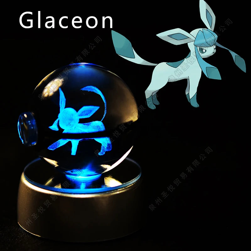 32 Glaceon Emitting Color 3D Crystal Pokeball LED Night Light – Gift Statue