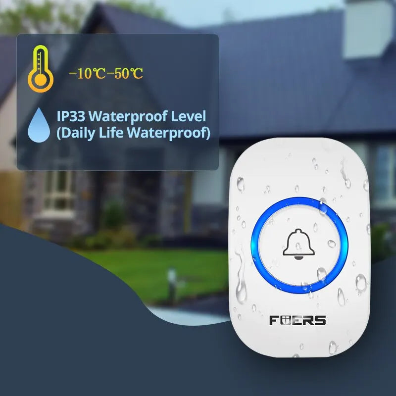 Wireless Doorbell Chime – Waterproof, 32 Melodies & Alarm