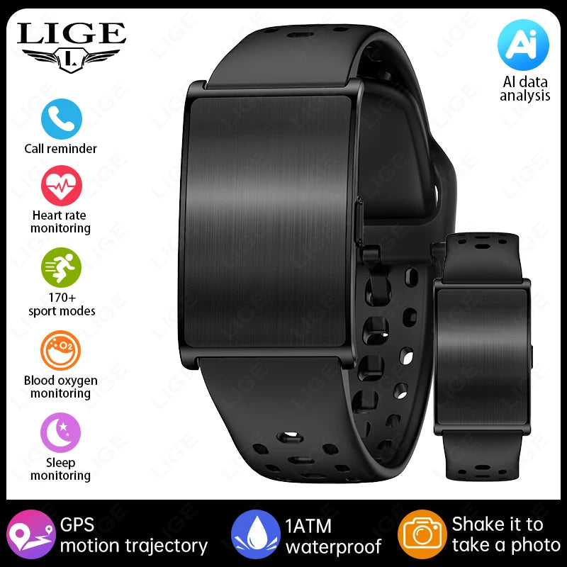 black Color Screenless Smart Fitness Wristband With AI Health Report