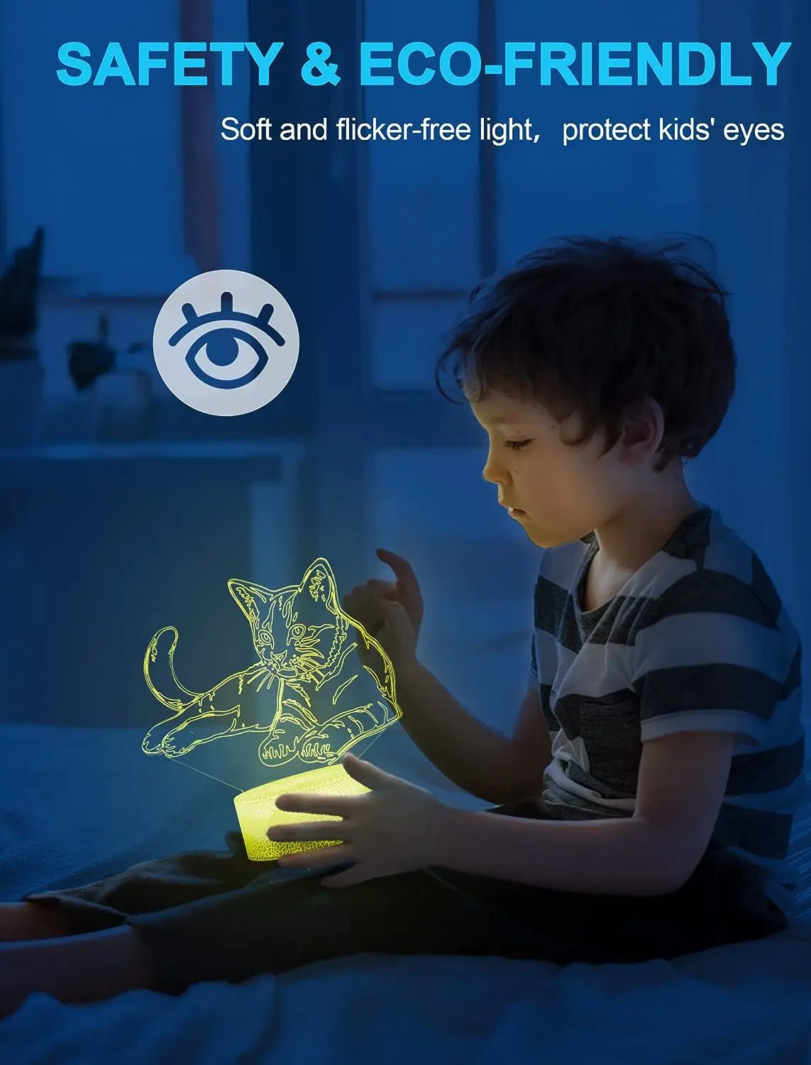 Anime Cat 3D LED Night Light – Touch Table Lamp For Kids