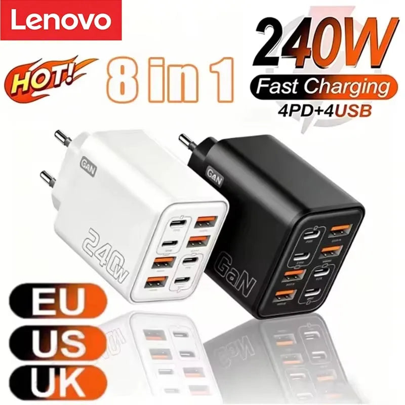 GaN Multi-Port USB & Type-C Charger – 8-Port Fast Charge