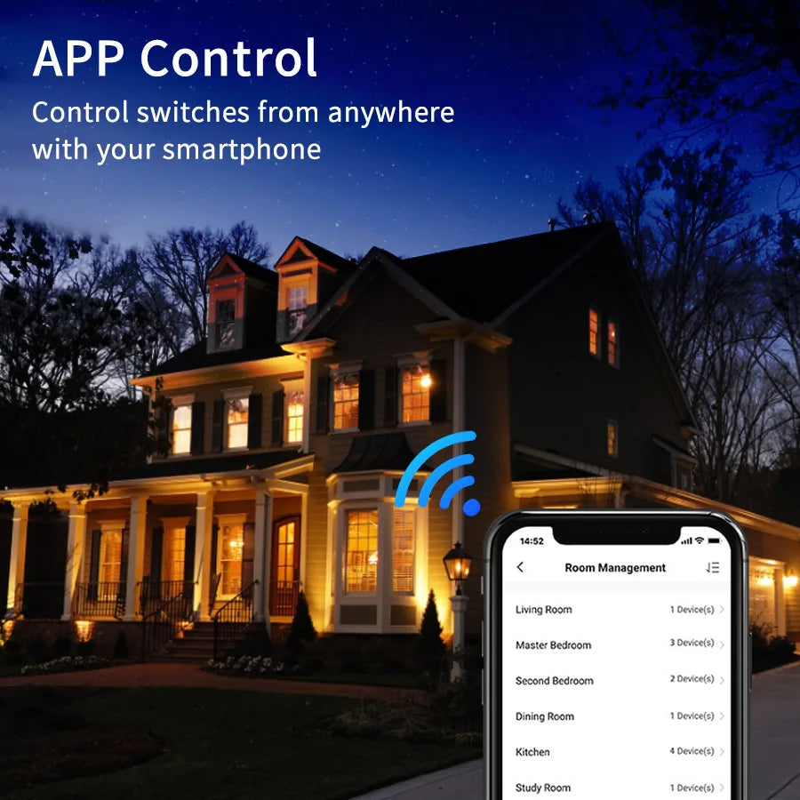 WiFi Smart Touch Wall Light Switch – No Neutral, App Control