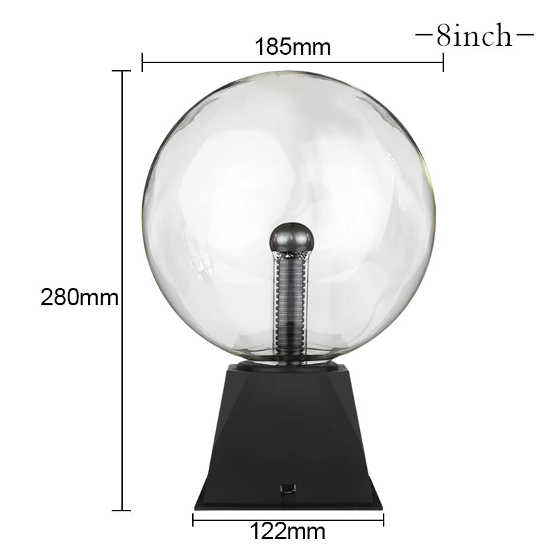 8 inch Color Glass Plasma Ball Lamp LED Electric Touch Light