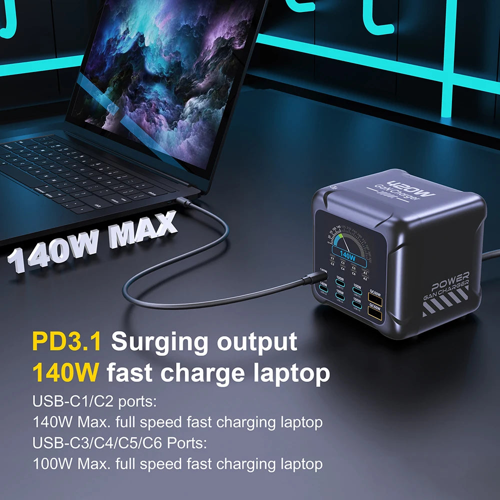 420W GaN Desktop Charger With 6 USB-C & 2 USB-A Ports