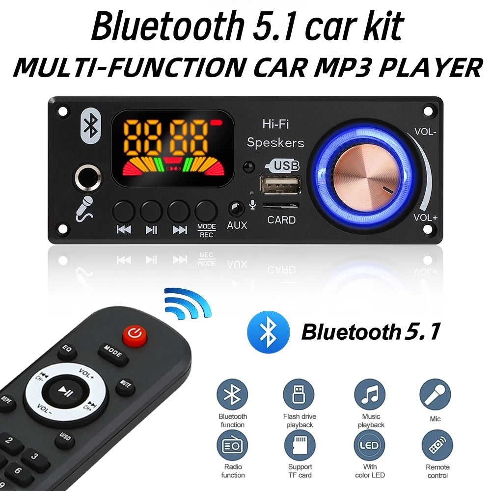 Bluetooth MP3 Decoder Board 12V USB TF FM Car Audio Module