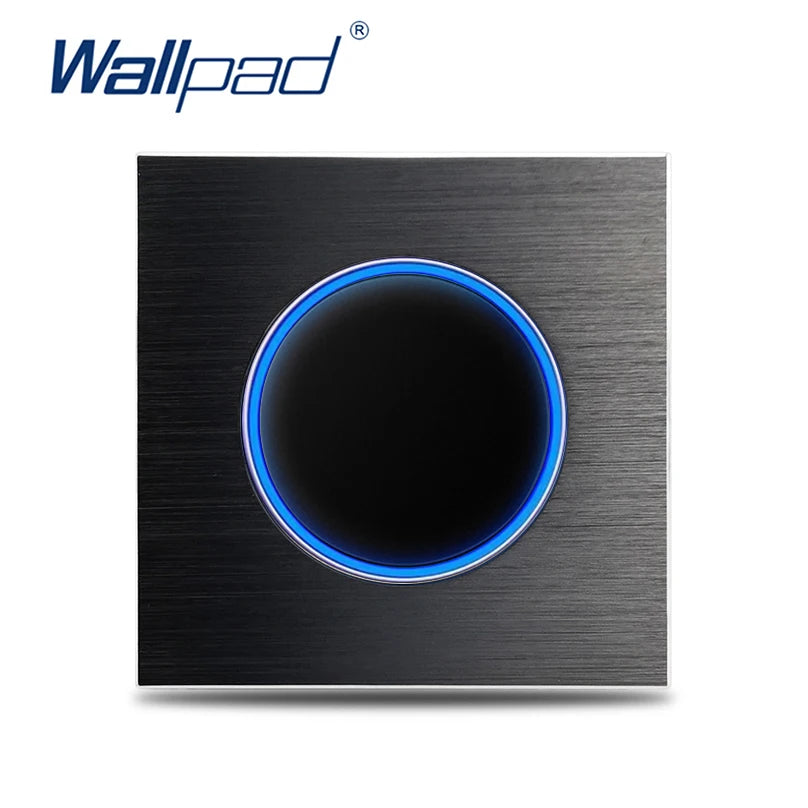 Black 1 Gang Color Aluminum Wall Light Switch With Round LED Push Button