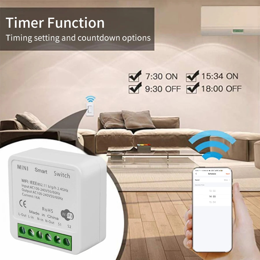 WiFi Smart Switch Module 16A 20A With Energy Monitoring