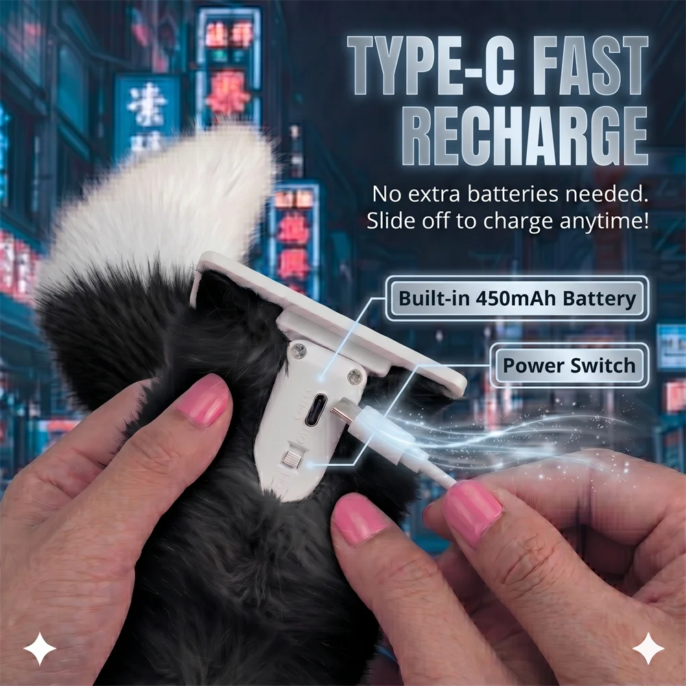 Electric Plush Wagging Tail Ornament For Cars & Motorcycles