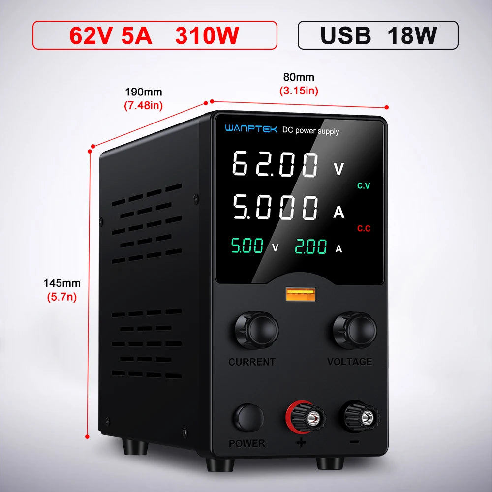 GA605H 62V 5A Color Adjustable DC Bench Power Supply 30V 10A – Digital Display