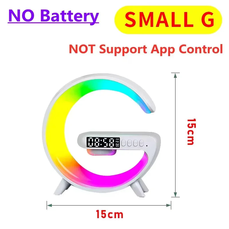 No Battery Color Mini Wireless Charging Alarm Clock With RGB Speaker