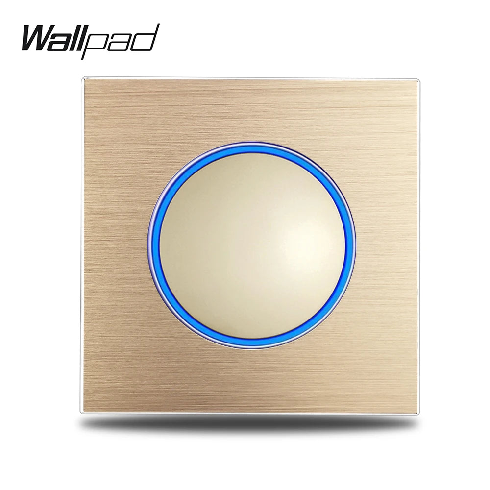 Gold 1 Gang Color Aluminum Wall Light Switch With Round LED Push Button