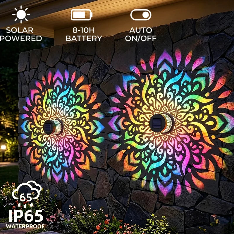 Solar Mandala Sunflower Projector Wall Lamp for Garden