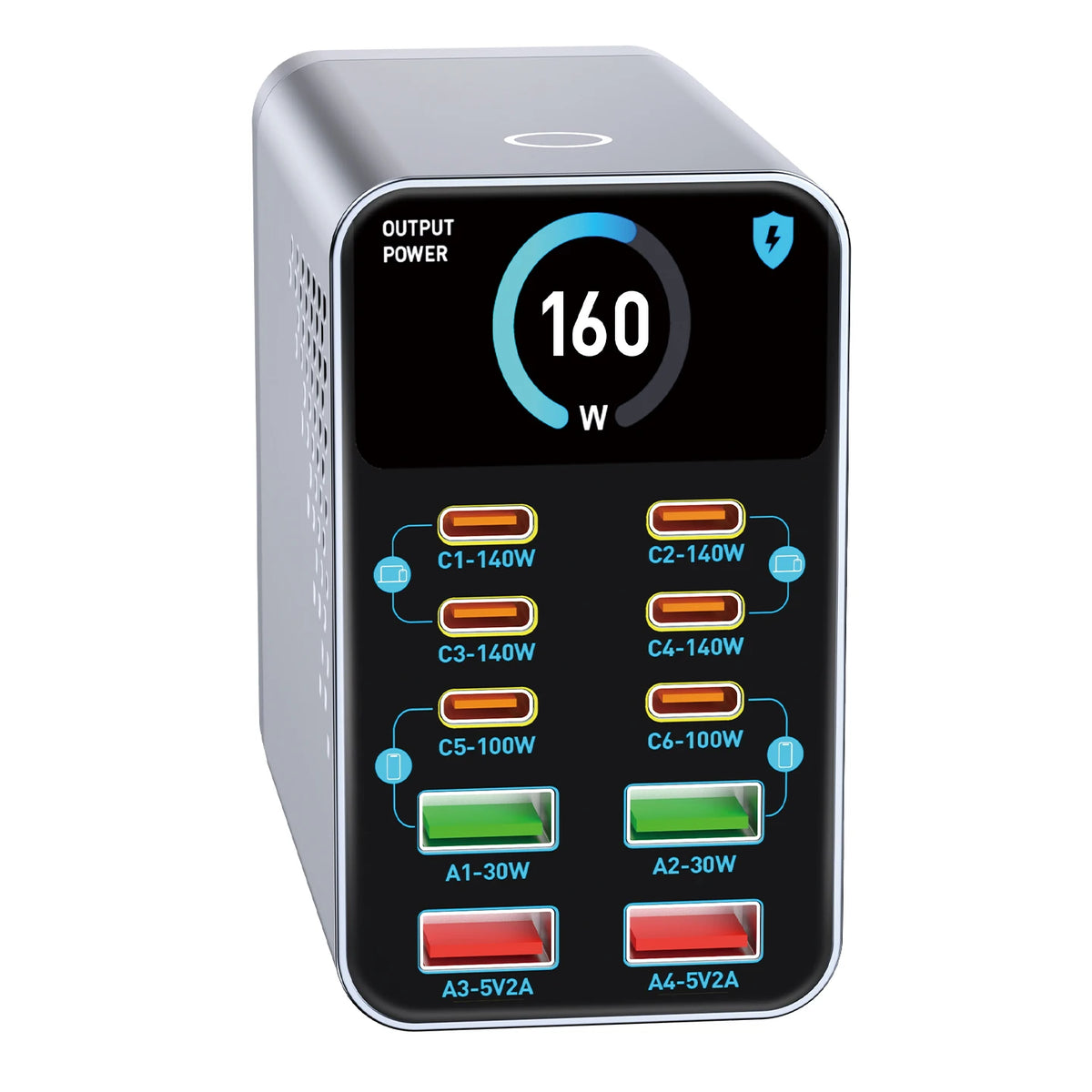 10‑Port GaN USB-C Desktop Charger – 140W PD Hub