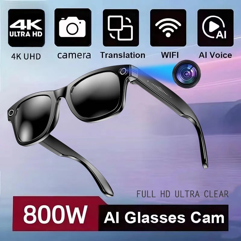 Black sunglasses Color AI Smart Camera Glasses – Photo, Video & Call Control