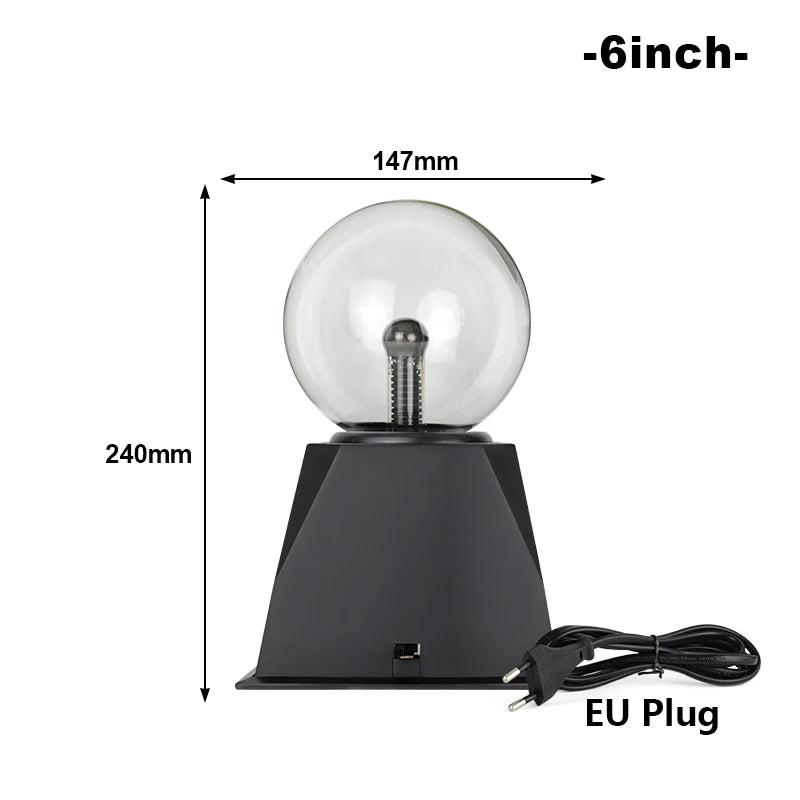 6 inch Color Glass Plasma Ball Lamp LED Electric Touch Light