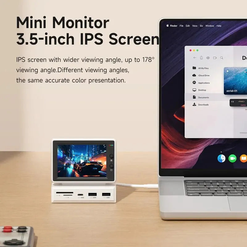 3.5 Inch IPS Mini PC Performance Monitor with USB-C Hub