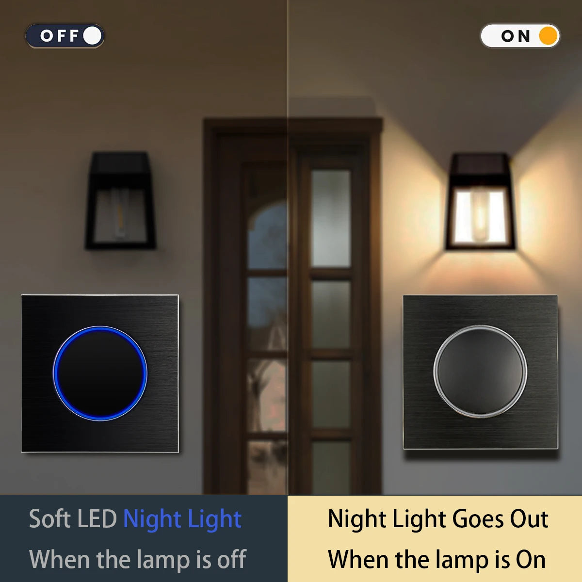 Aluminum Wall Light Switch With Round LED Push Button