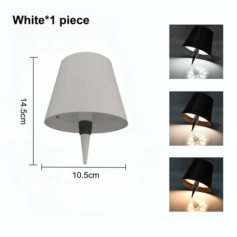 1pc White Color Rechargeable LED Bottle Table Lamp Touch Dimmable