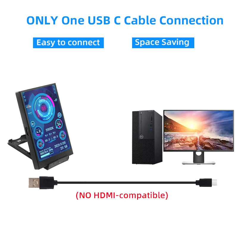 3.5" USB Type-C PC Performance Monitor Screen IPS