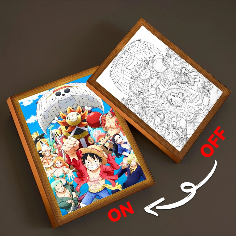 One 05 Emitting Color Anime LED Night Light Photo Frame – One Piece Design