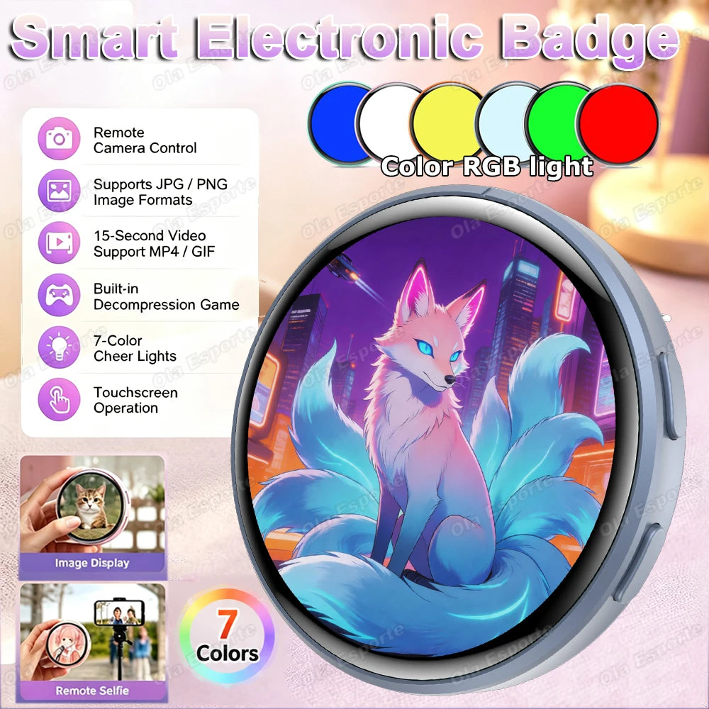 Blue Color Bluetooth Digital Anime Badge – Dynamic Display Pin