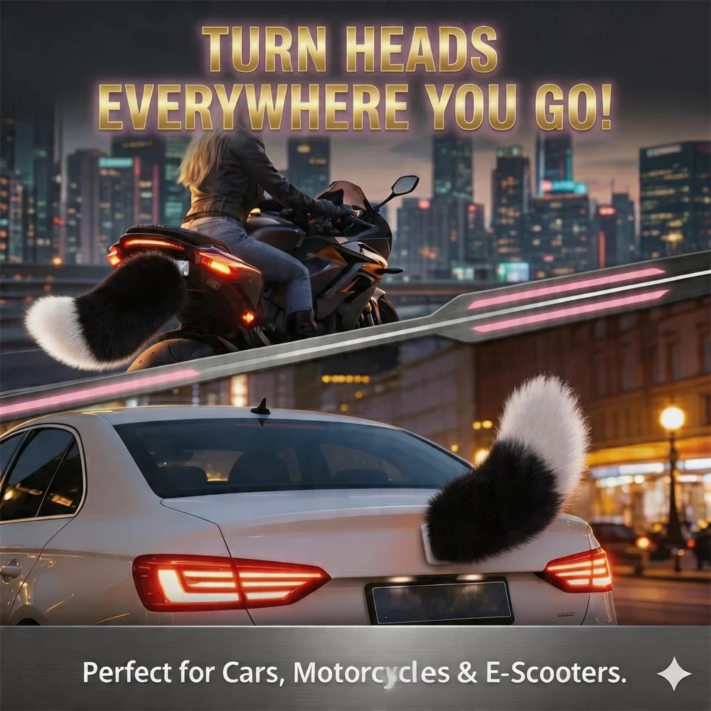 Electric Plush Wagging Tail Ornament For Cars & Motorcycles