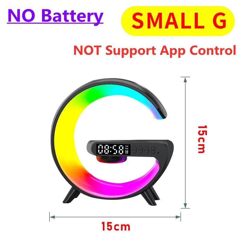 Black No Battery Color Mini Wireless Charging Alarm Clock With RGB Speaker