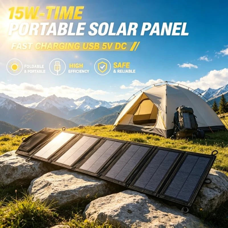 Foldable 15W Portable Solar Charger with USB Output