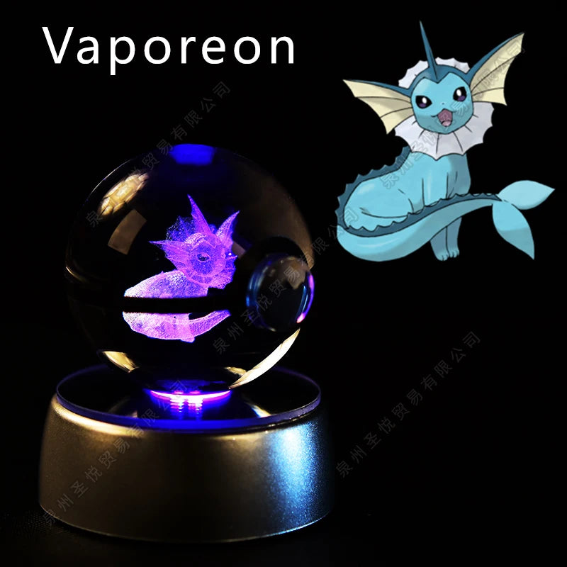 25 Vaporeon Emitting Color 3D Crystal Pokeball LED Night Light – Gift Statue