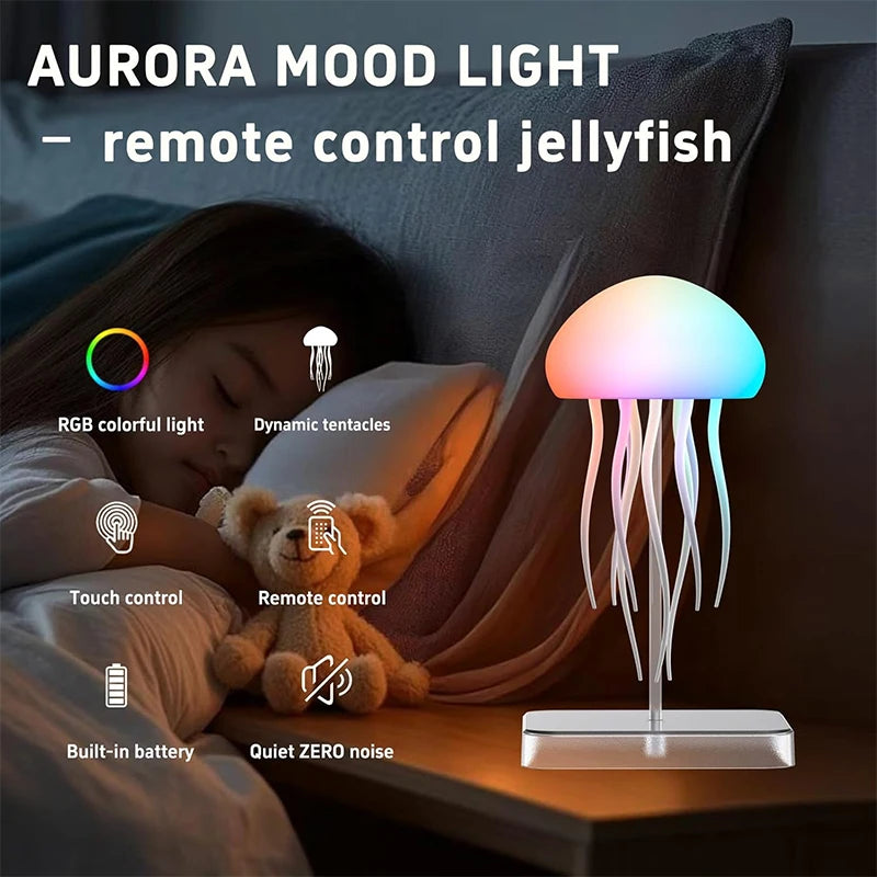 LED Jellyfish Night Light – RGB Gradient With Remote