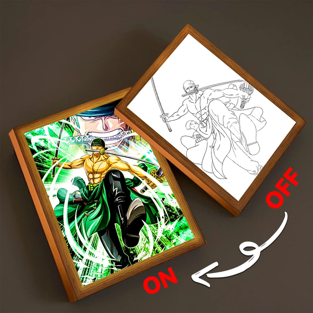 One 04 Emitting Color Anime LED Night Light Photo Frame – One Piece Design