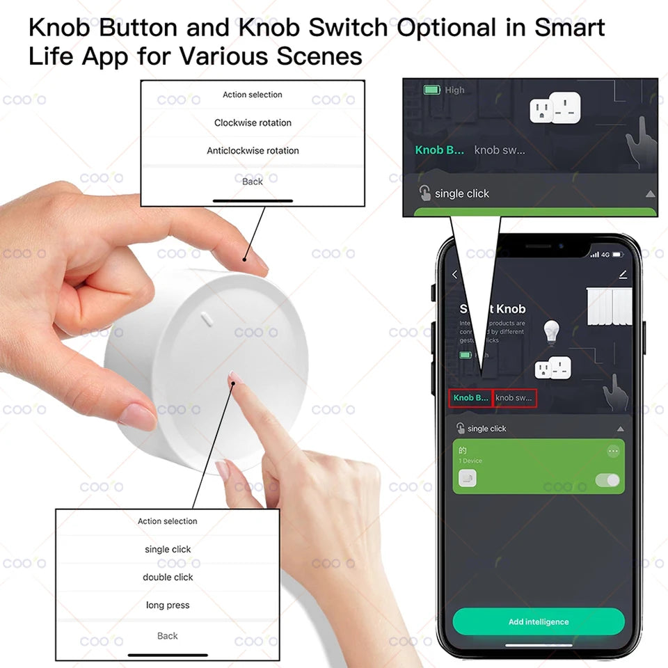 Tuya Zigbee Smart Knob Switch – Wireless Scene Dimmer