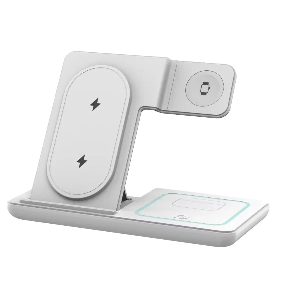 White Color 3-in-1 Magnetic Wireless Charging Stand for Apple Devices