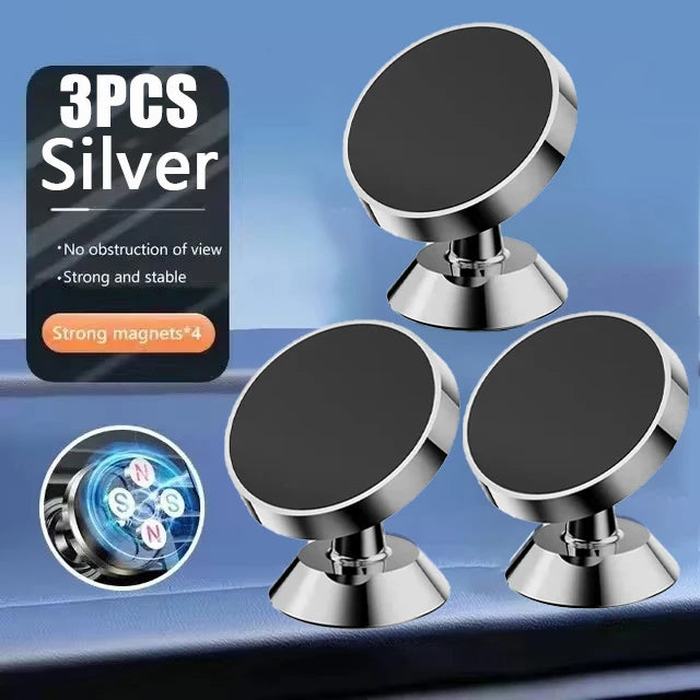 3 PCS Silver-Rotate Color Magnetic Car Phone Holder Stand – Strong Universal Mount
