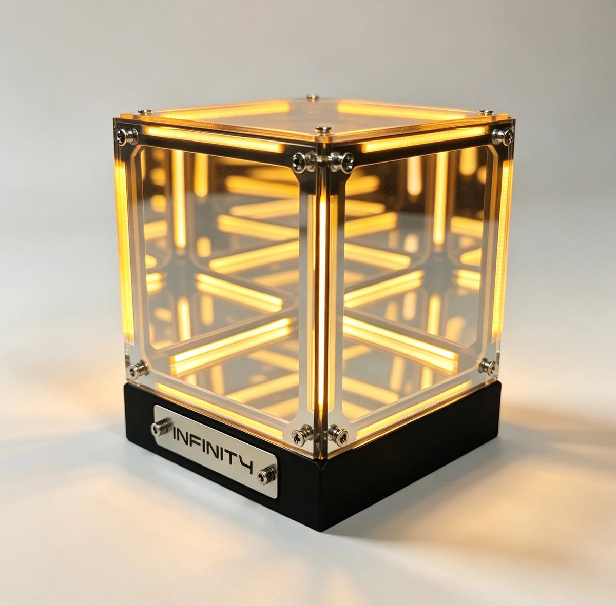 Warm Light Lampshade Color Hypercube LED Table Lamp Infinity Mirror Acrylic Decor