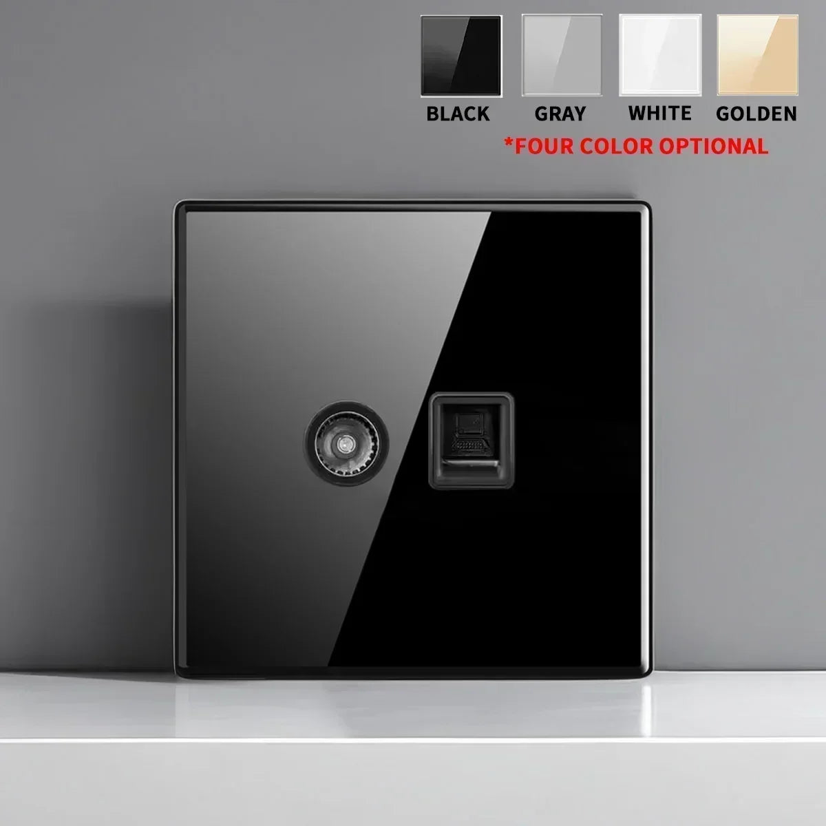 computer TV Color Tempered Glass Wall Switch Socket with Indicator Light