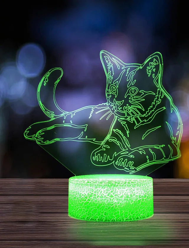Blue Emitting Color Anime Cat 3D LED Night Light – Touch Table Lamp For Kids
