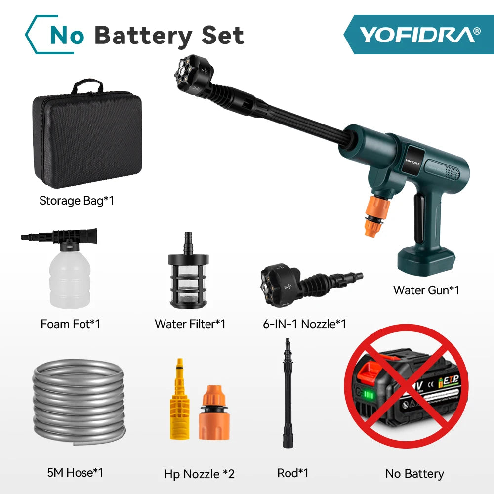 No Battery Color Cordless Brushless Pressure Washer 200 Bar 6‑in‑1 Nozzle