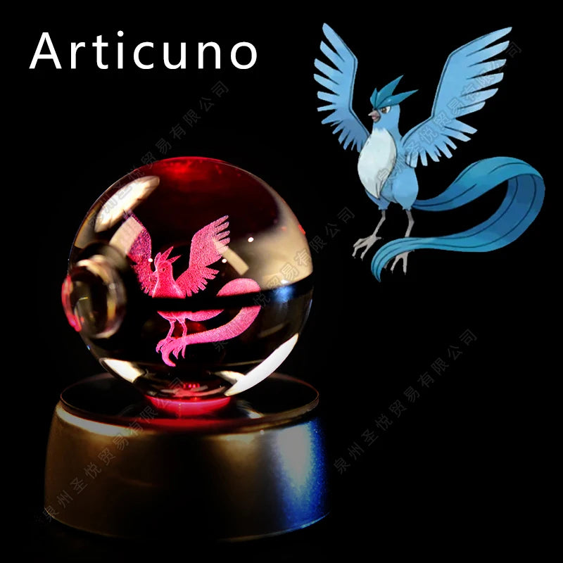 16 Articuno Emitting Color 3D Crystal Pokeball LED Night Light – Gift Statue