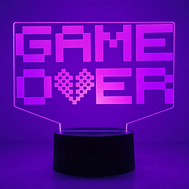 Pink Emitting Color 3D Gaming Night Light Lamp – Multicolor LED Game Decor