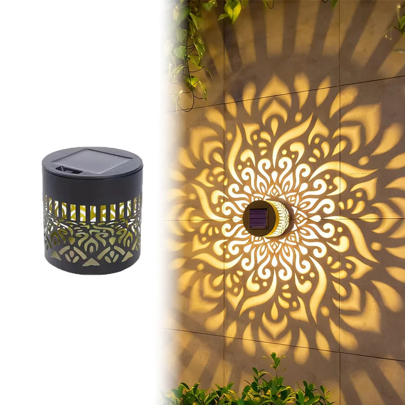 Mandala Warm-1PC Emitting Color Solar Mandala Sunflower Projector Wall Lamp for Garden