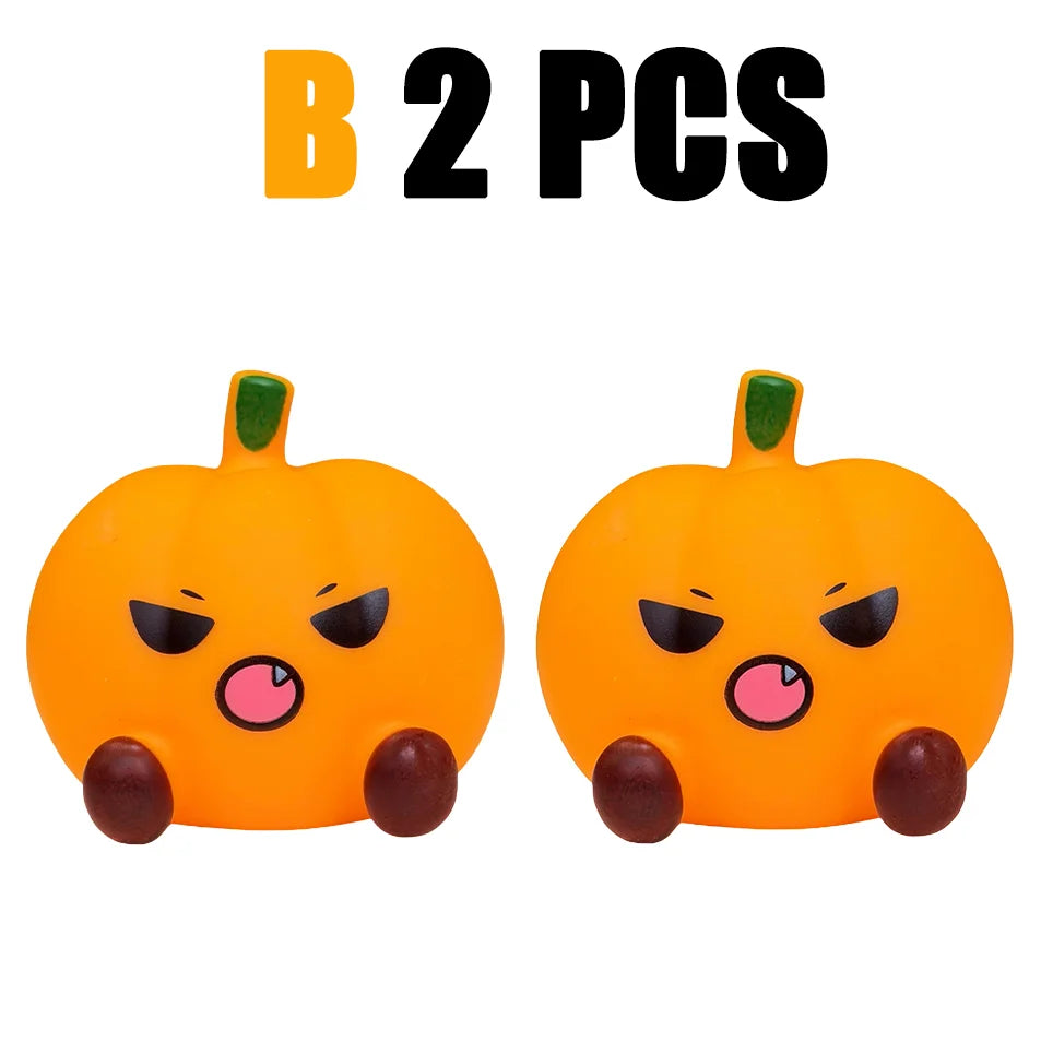 B 2 PCS Color Halloween Ghost Pumpkin Silicone LED Night Light Decor