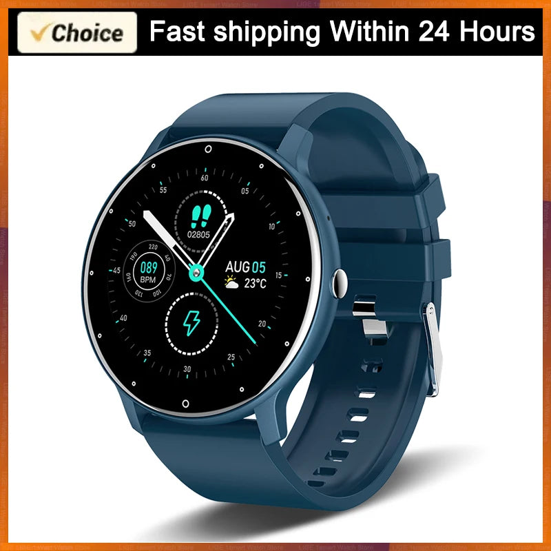 Blue Color Waterproof Smart Watch With Heart Rate & Fitness Tracking