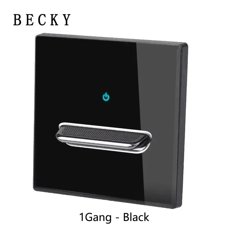 1Gang - Black Color Retro Glass Panel Toggle Light Switch with LED Indicator