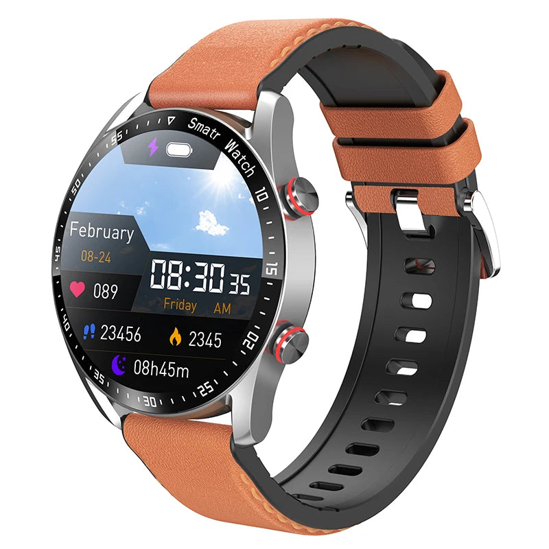 belt orange Color Men’s Bluetooth Calling Smartwatch With Heart Rate