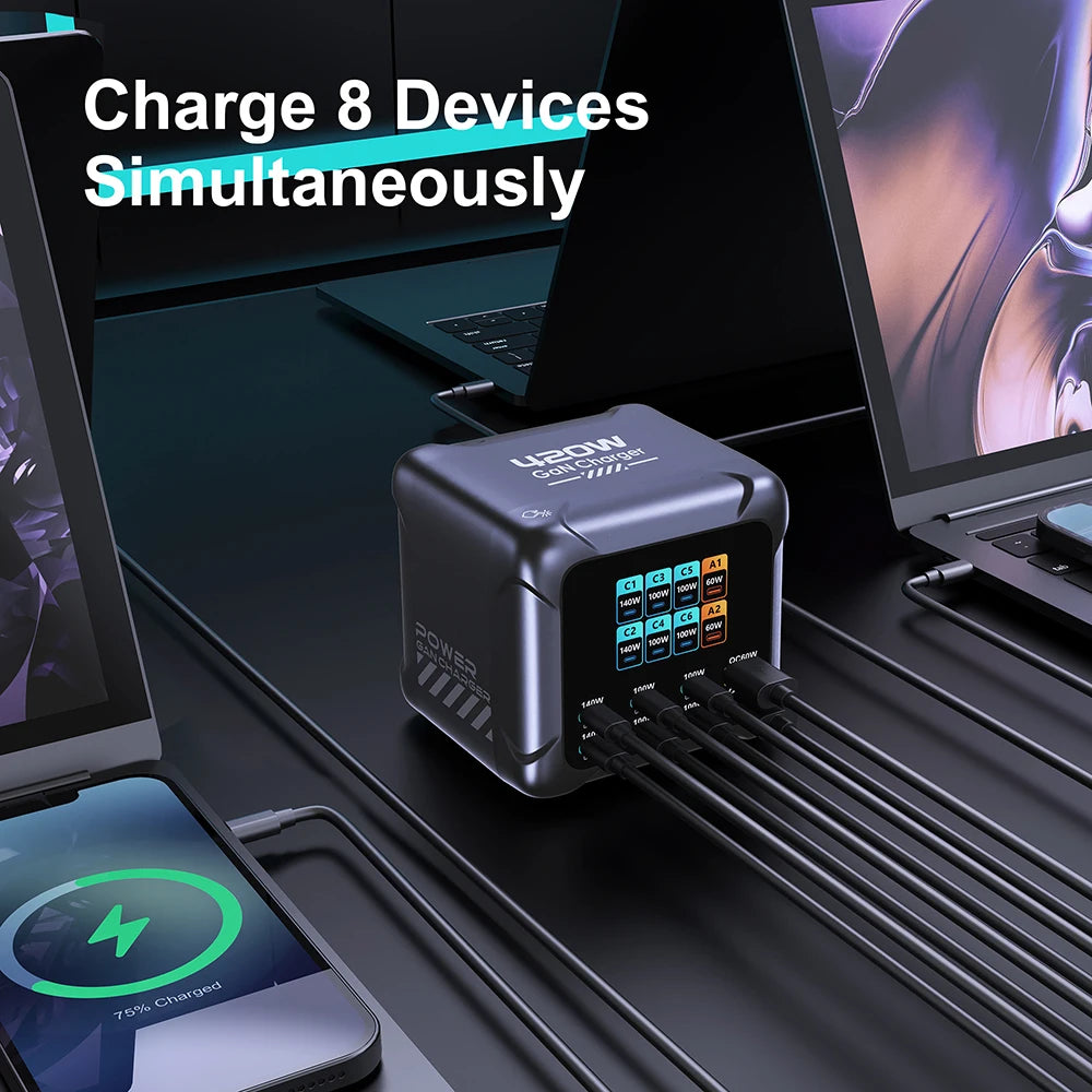 420W GaN Desktop Charger With 6 USB-C & 2 USB-A Ports
