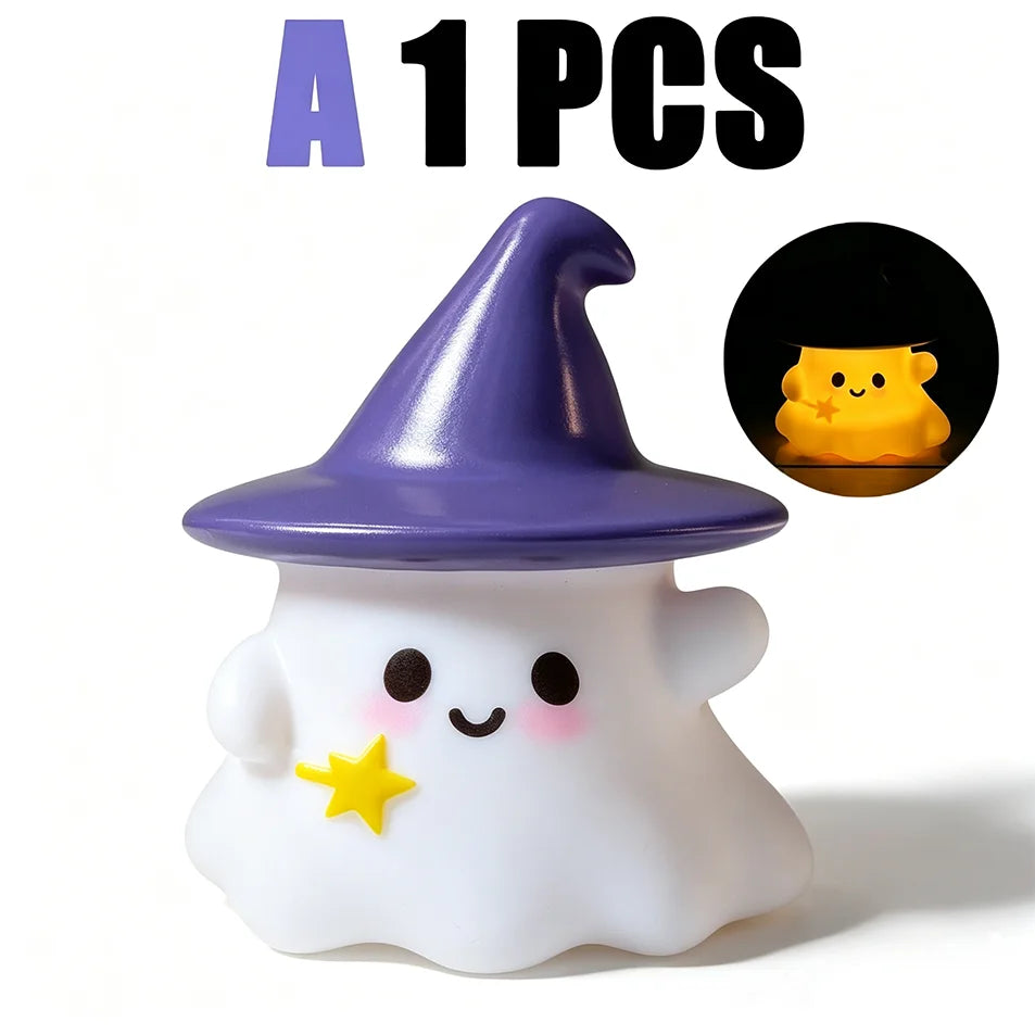 A 1 PCS Color Halloween Ghost Pumpkin Silicone LED Night Light Decor