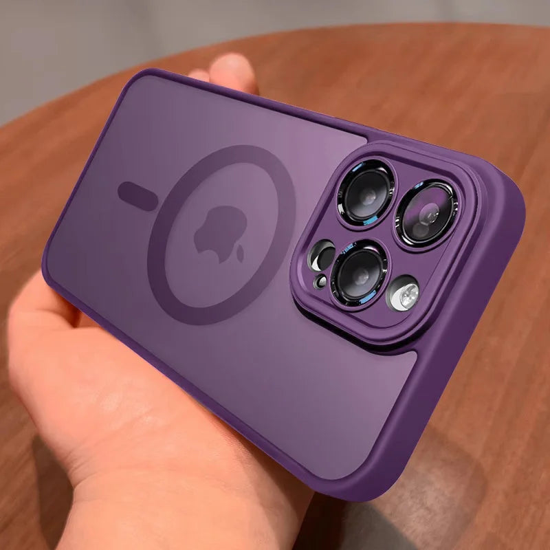 PURPLE Color Matte Magnetic Armor Case For iPhone – Shockproof Cover