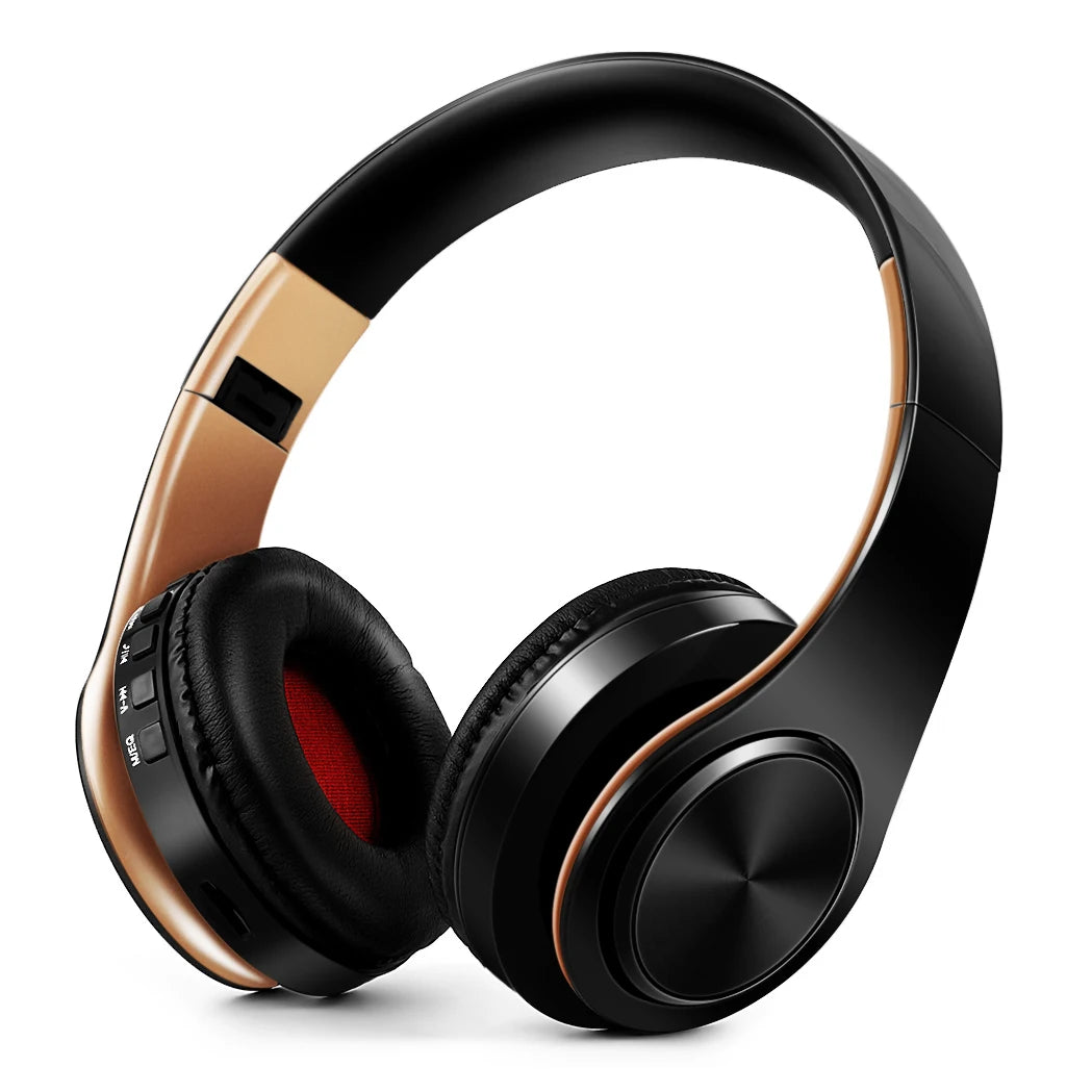 black gold Color Bluetooth Over-Ear Headphones With Mic, FM And TF Card